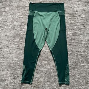 Buffbunny Leggings XXXL Green Color Block Pockets High Rise Workout Active Yoga